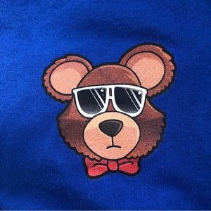TEEPUBLIC Shirt Men 4XL Blue Tshirt Brown Bear Styling Shades Bowtie Graphic Tee